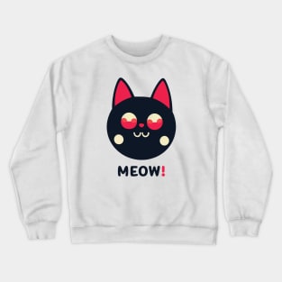 Meow! || Black Cat With Red Eyes Vector Art Crewneck Sweatshirt